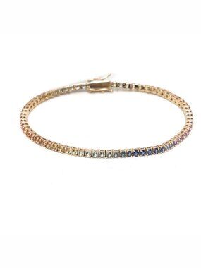 Multicolor Sapphire 14K (18K Custom) Gold Tennis Bracelet
